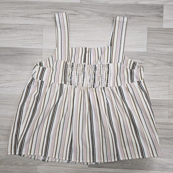 OLD NAVY Womens Pink Cream Stripe Wide Strap Stripe Button Cotton Blouse Medium - Picture 7 of 7